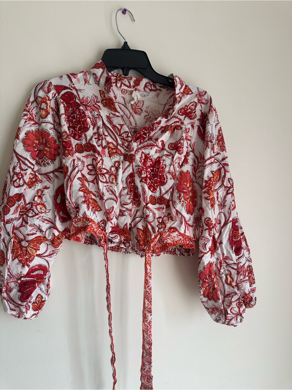 Isabel Marrant Floral Drawstring Crop Top - Red/White